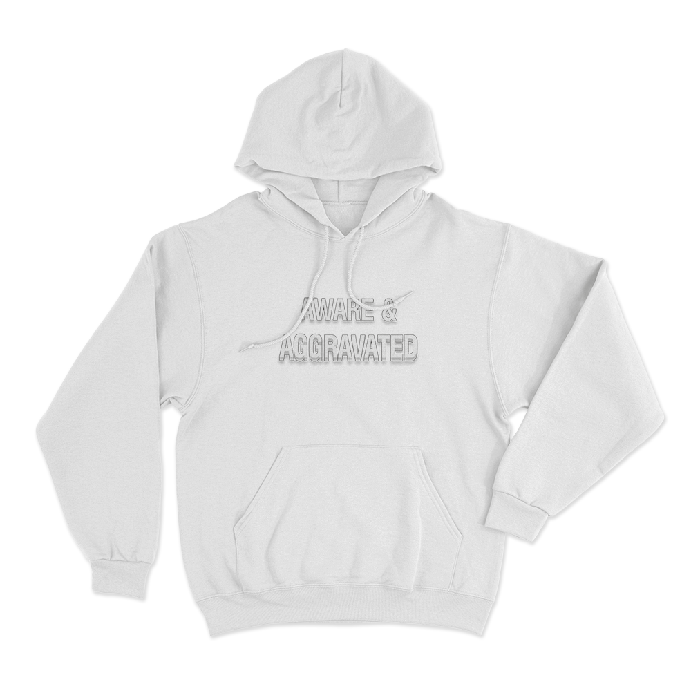 Aware & Aggravated Unisex Hoodie White Aware Aggravated Unisex Hoodie White